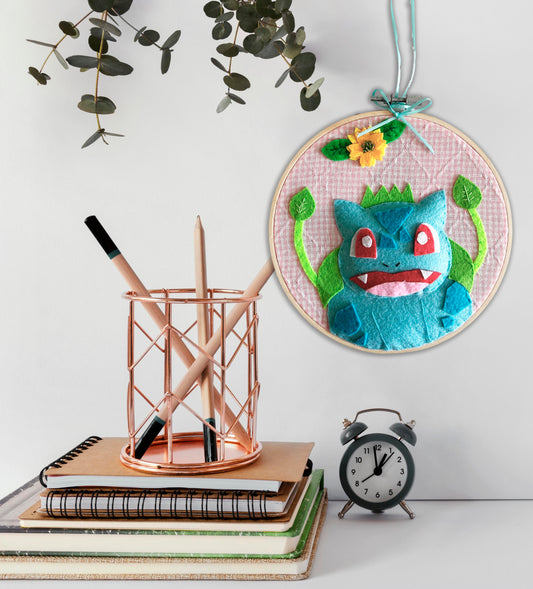 Bulbasaur Felt Embroidery Hoop