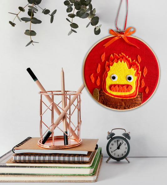 Calcifer Felt Embroidery Hoop