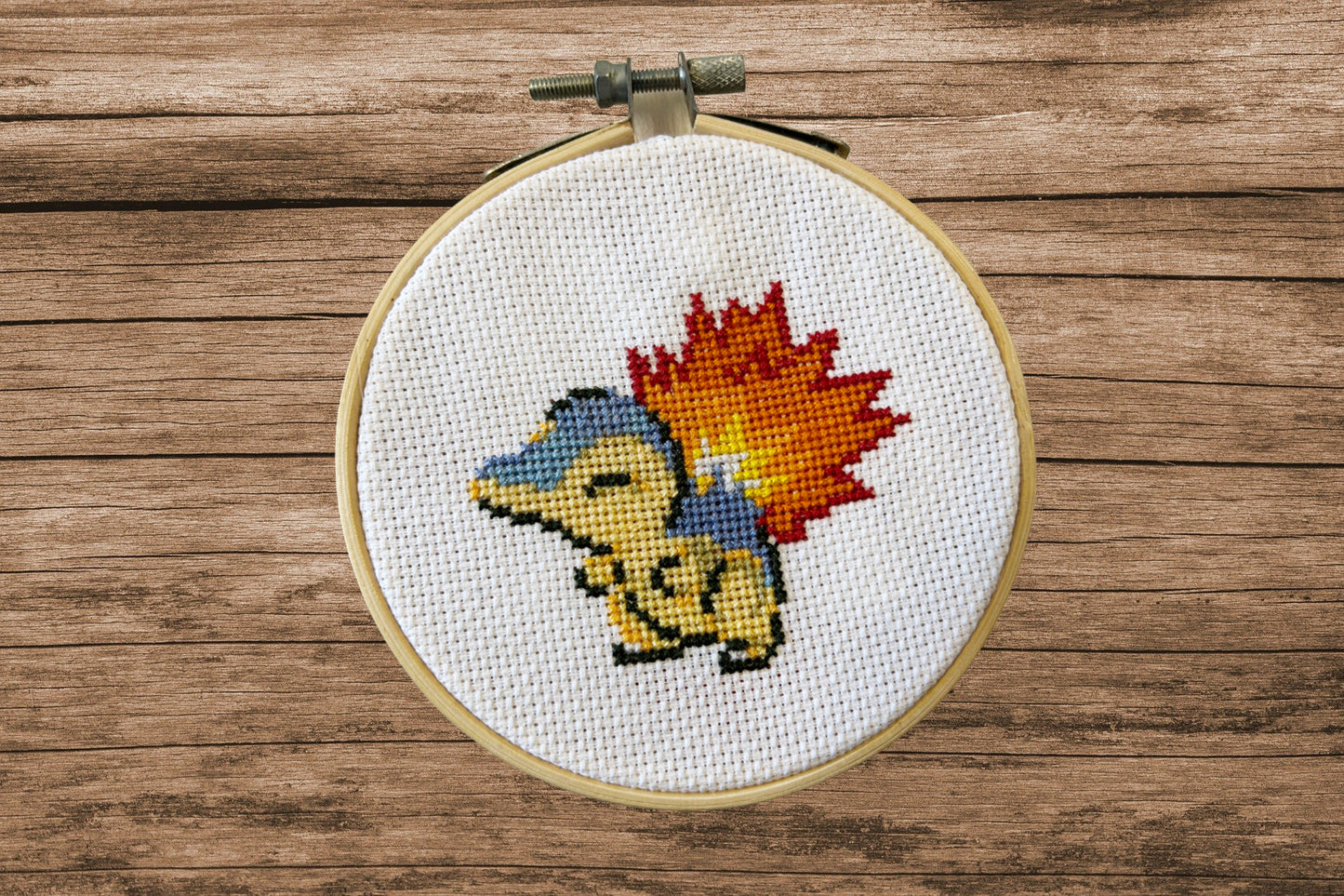 Cyndaquil Small Cross Stitch Hoop