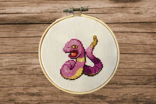 Ekans Small Cross Stitch Hoop