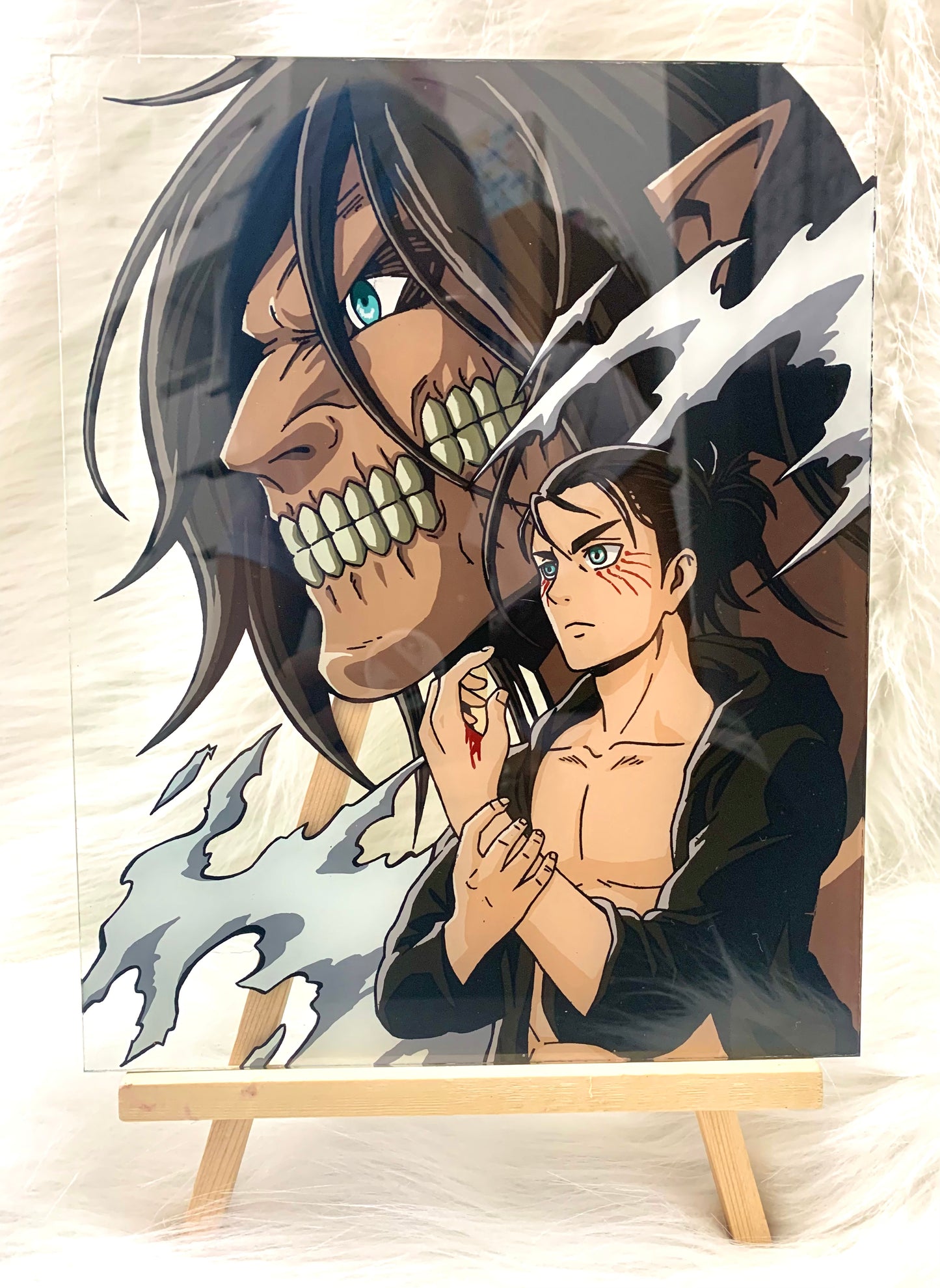 Eren Jager Attack on Titan Glass Painting