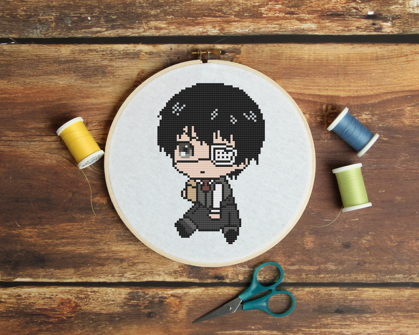 Kaneki from Tokyo Ghoul Cross Stitch Pattern