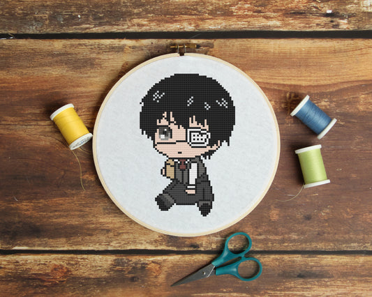 Kaneki from Tokyo Ghoul Cross Stitch Pattern