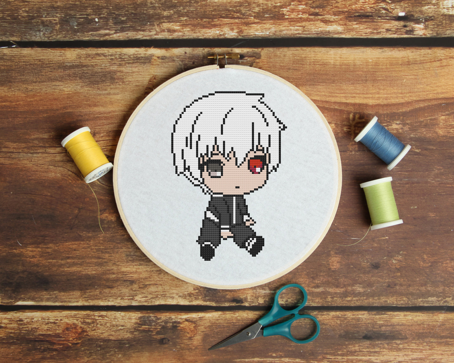 Kaneki from Tokyo Ghoul Cross Stitch Pattern