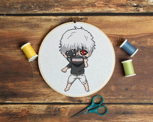 Kaneki from Tokyo Ghoul Cross Stitch Pattern