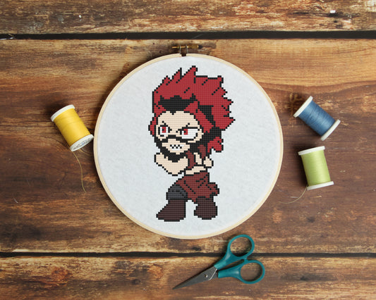 Kirishima from My Hero Academia Cross Stitch Pattern