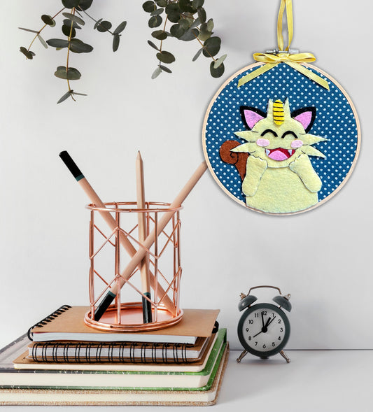 Meowth Felt Embroidery Hoop