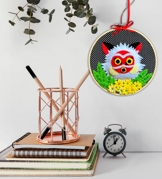 Princess Mononoke Felt Embroidery Hoop