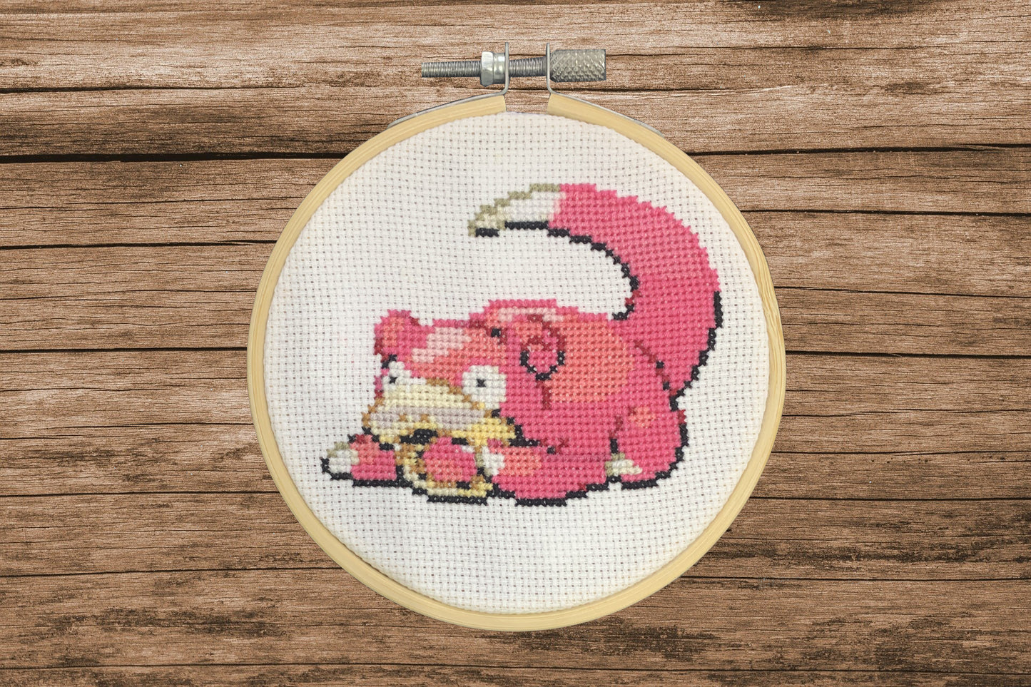 Slowpoke Small Cross Stitch Hoop