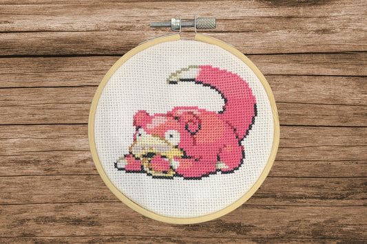 Slowpoke Small Cross Stitch Hoop