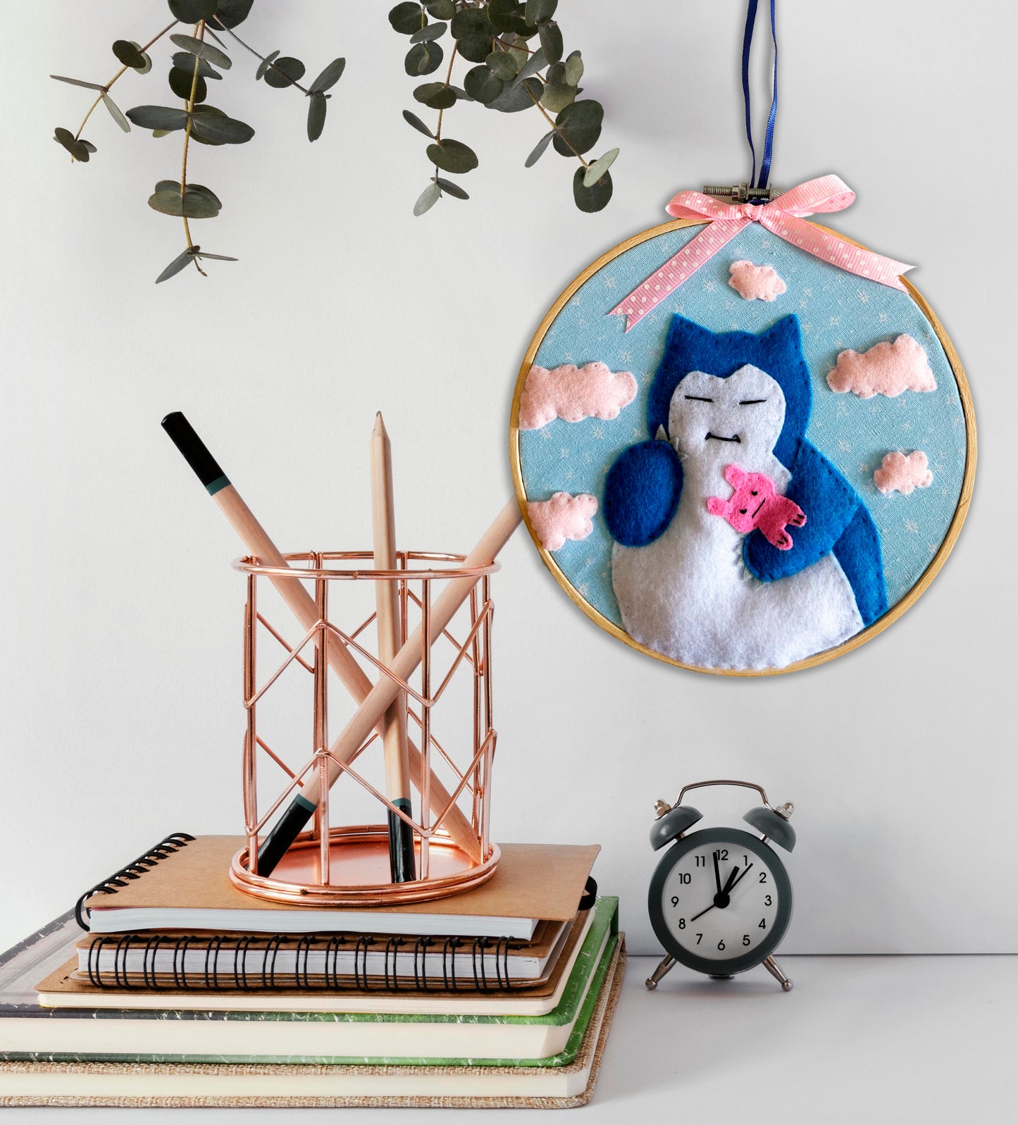 Snorlax Felt Embroidery Hoop