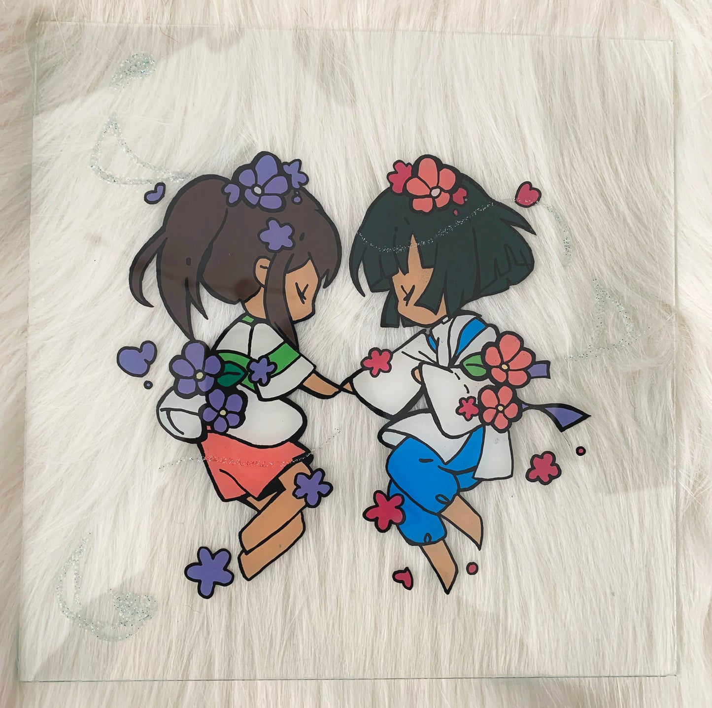 Chihiro & Haku Glitter Glass Painting