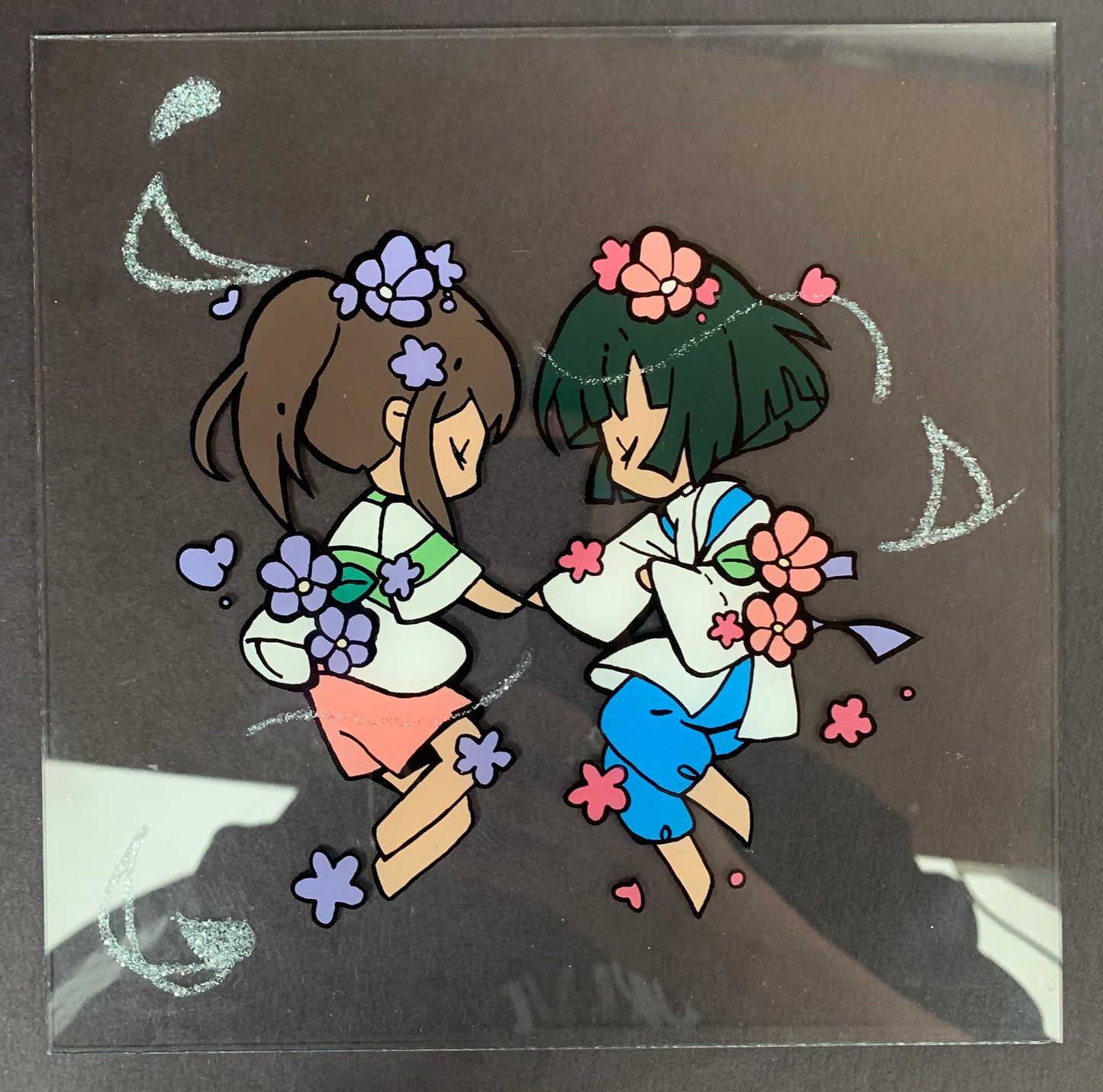 Chihiro & Haku Glitter Glass Painting