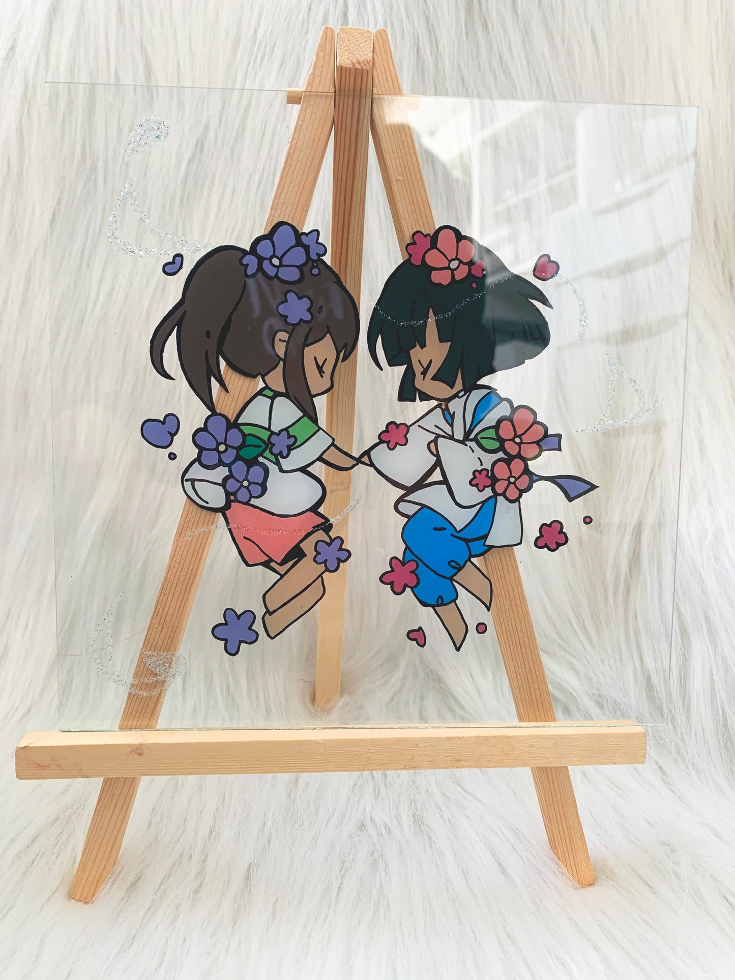 Chihiro & Haku Glitter Glass Painting