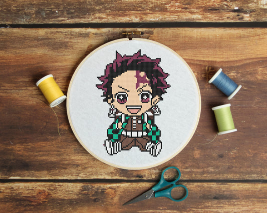 Tanjiro from Demon Slayer Cross Stitch Pattern