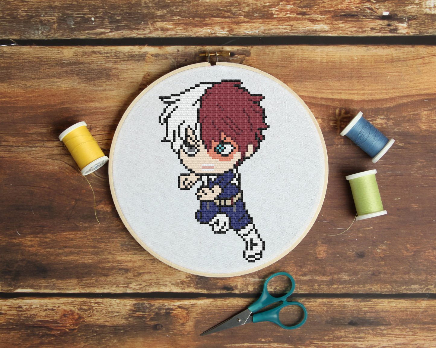 Shoto Todoroki from My Hero Academia Cross Stitch Pattern