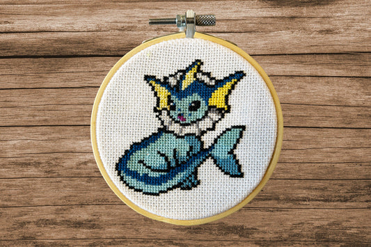 Vaporeon Small Cross Stitch Hoop